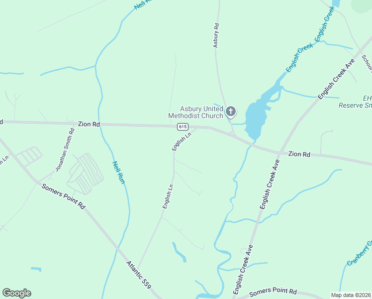 map of restaurants, bars, coffee shops, grocery stores, and more near 10 English Lane in Egg Harbor Township