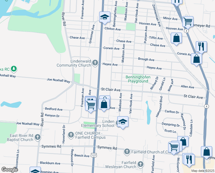 map of restaurants, bars, coffee shops, grocery stores, and more near 660 Saint Clair Avenue in Hamilton