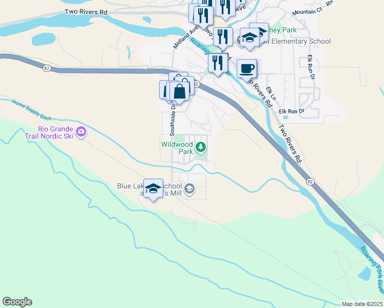 map of restaurants, bars, coffee shops, grocery stores, and more near 354 Summerset Way in Basalt