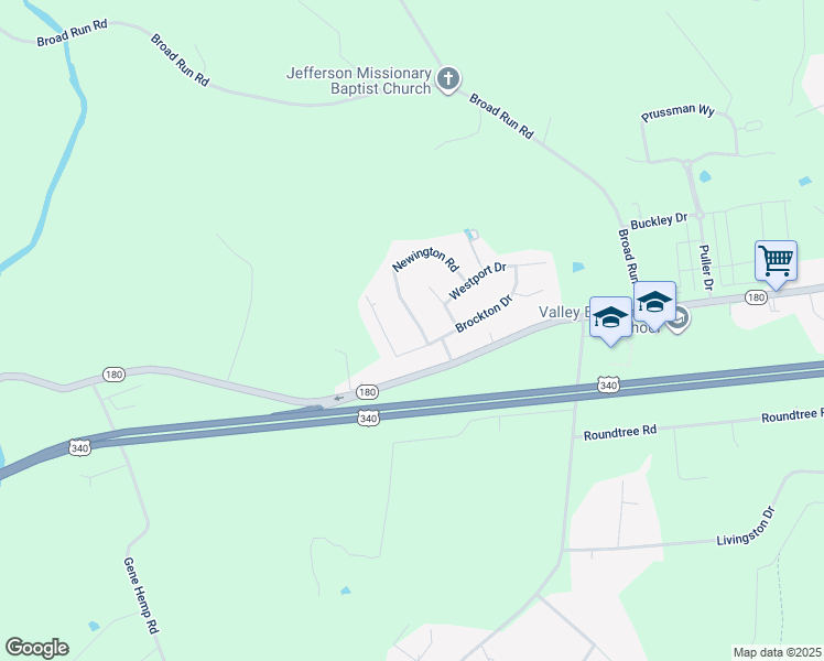 map of restaurants, bars, coffee shops, grocery stores, and more near 4614 Newington Road in Jefferson