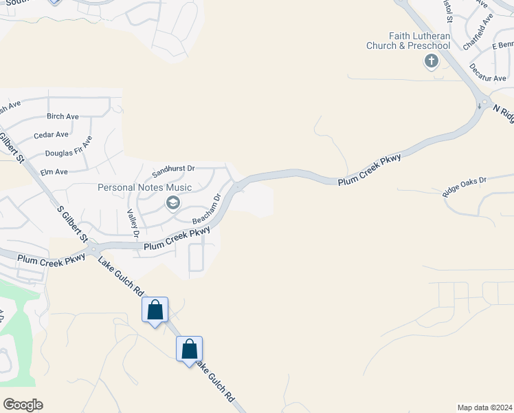 map of restaurants, bars, coffee shops, grocery stores, and more near 1173 Eaton Circle in Castle Rock