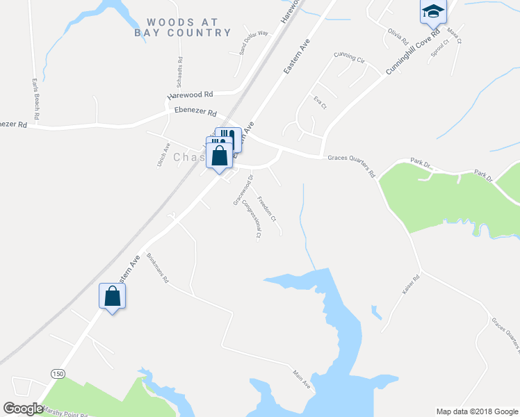 map of restaurants, bars, coffee shops, grocery stores, and more near 14 Freedom Court in Middle River