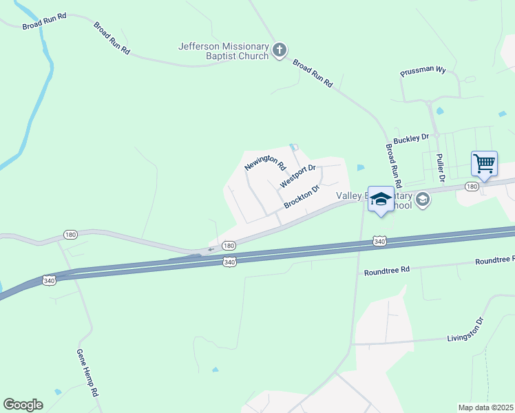 map of restaurants, bars, coffee shops, grocery stores, and more near 4614 Newington Road in Jefferson