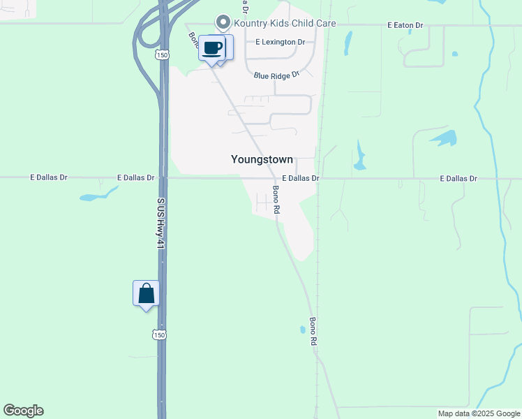 map of restaurants, bars, coffee shops, grocery stores, and more near 8783 Bono Road in Terre Haute