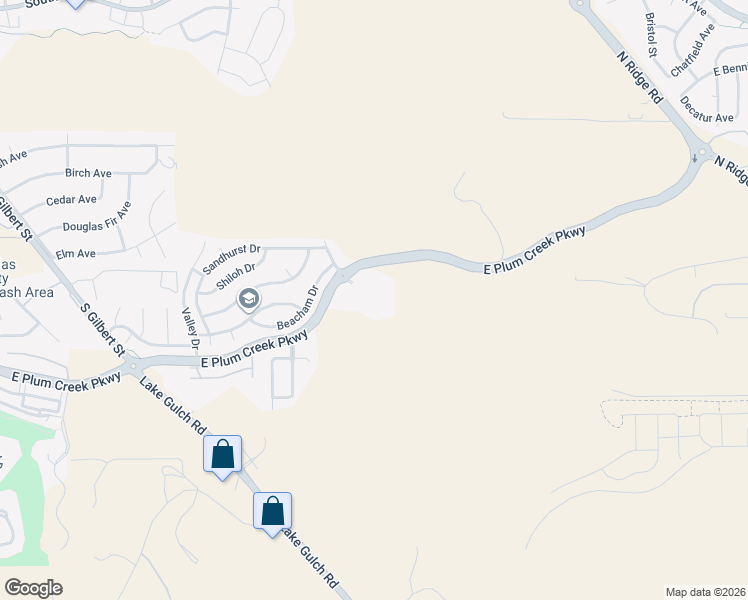 map of restaurants, bars, coffee shops, grocery stores, and more near 1179 Eaton Circle in Castle Rock