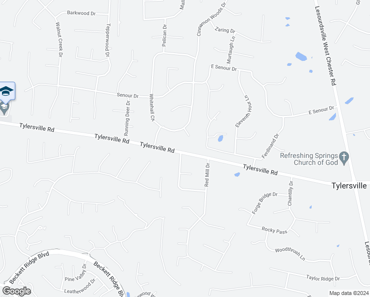 map of restaurants, bars, coffee shops, grocery stores, and more near 5606 Tylersville Road in Butler County