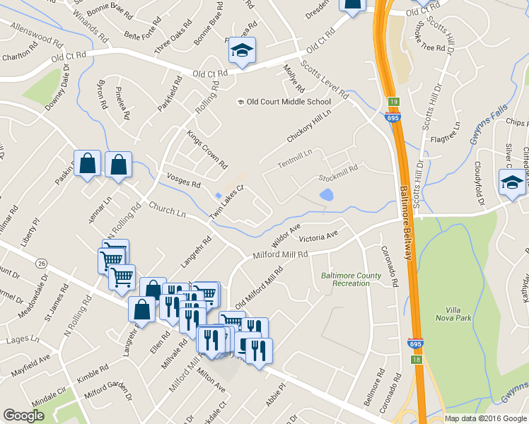 map of restaurants, bars, coffee shops, grocery stores, and more near 8123 Salt Lake Drive in Baltimore