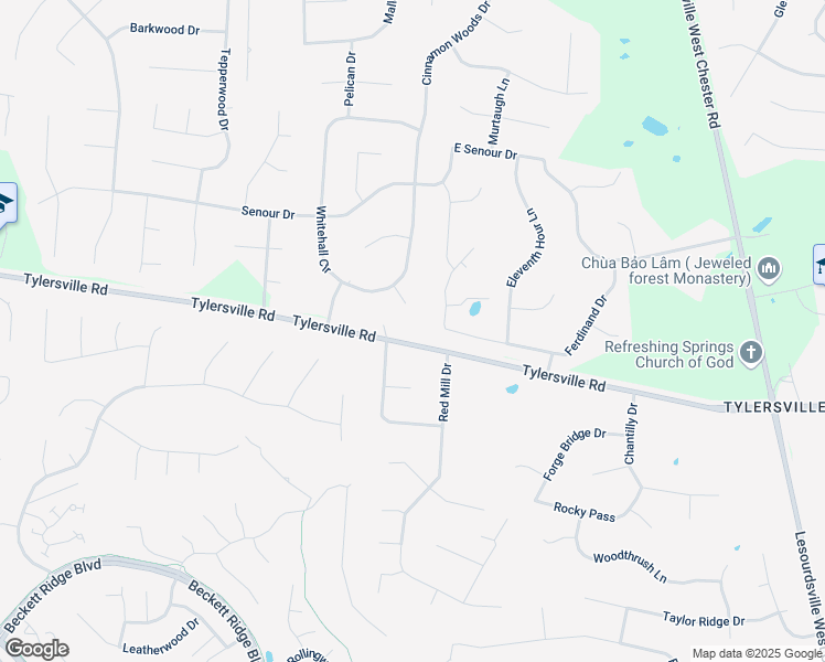 map of restaurants, bars, coffee shops, grocery stores, and more near 5628 Tylersville Road in Butler County
