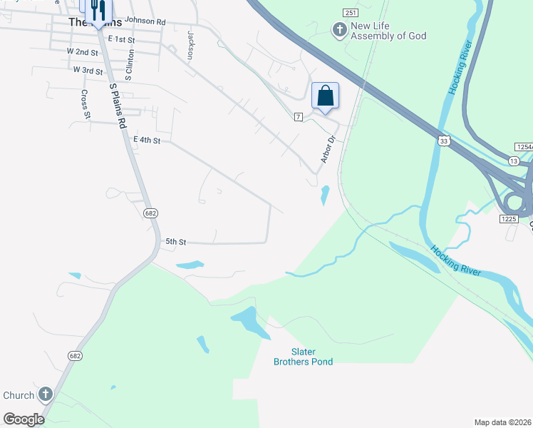 map of restaurants, bars, coffee shops, grocery stores, and more near 70 5th Street in The Plains