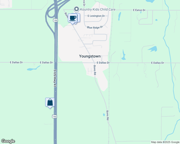 map of restaurants, bars, coffee shops, grocery stores, and more near 8783 Bono Road in Terre Haute