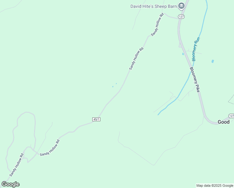 map of restaurants, bars, coffee shops, grocery stores, and more near Sandy Hollow Road in Capon Bridge