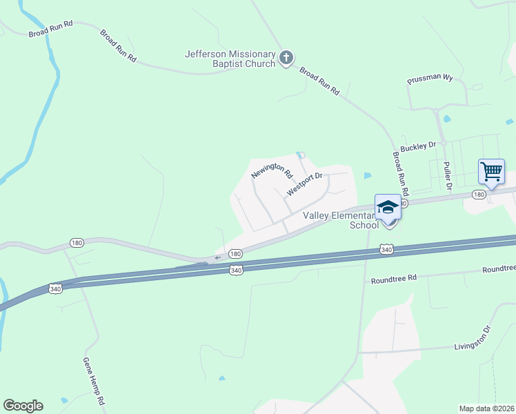 map of restaurants, bars, coffee shops, grocery stores, and more near 4628 Newington Road in Jefferson