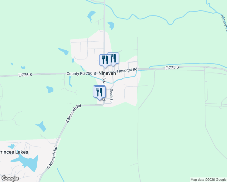 map of restaurants, bars, coffee shops, grocery stores, and more near 7927 South Street in Nineveh