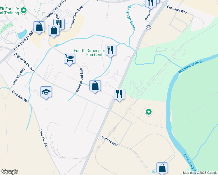 map of restaurants, bars, coffee shops, grocery stores, and more near 7185 Cypress Court in Frederick