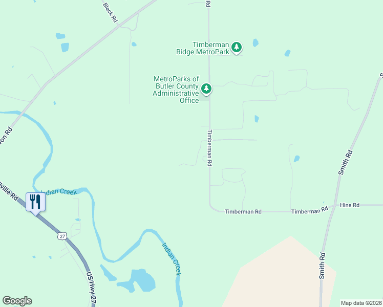 map of restaurants, bars, coffee shops, grocery stores, and more near 2281 Timberman Road in Hamilton