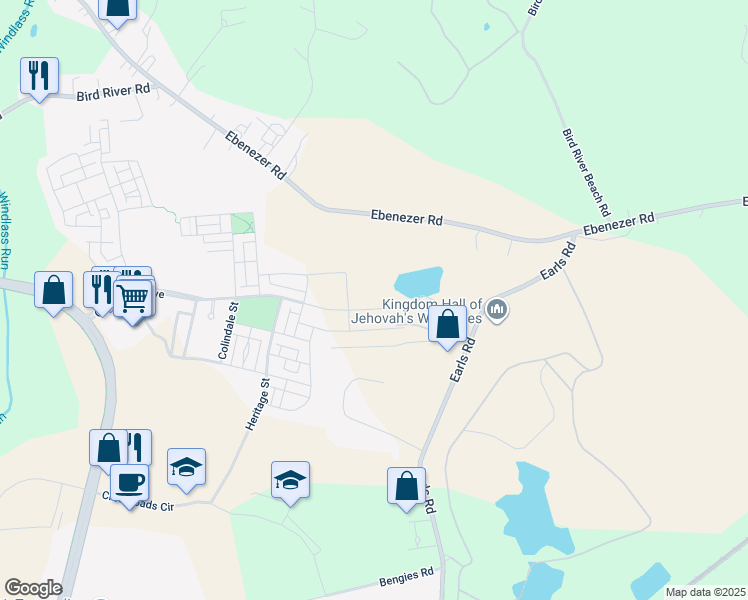 map of restaurants, bars, coffee shops, grocery stores, and more near in Middle River