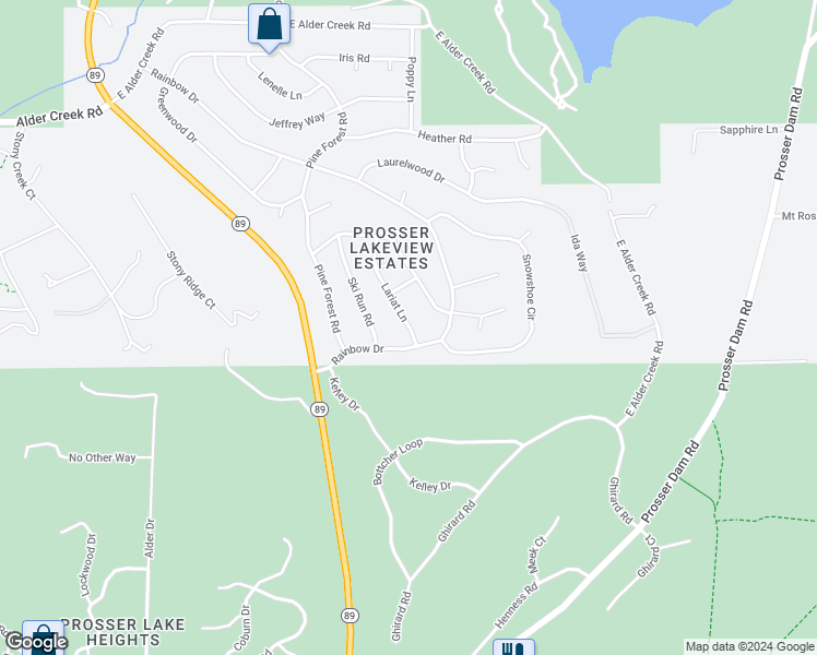 map of restaurants, bars, coffee shops, grocery stores, and more near 10519 Lariat Lane in Truckee