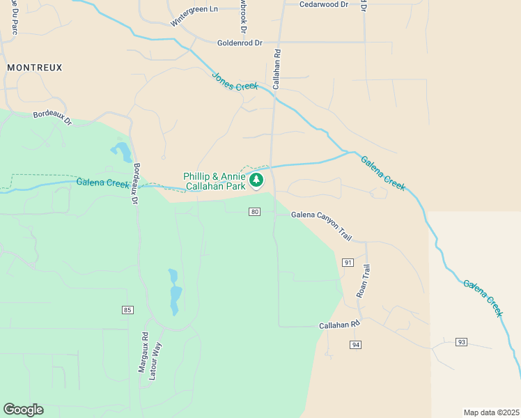 map of restaurants, bars, coffee shops, grocery stores, and more near 16038-16054 Callahan Road in Reno