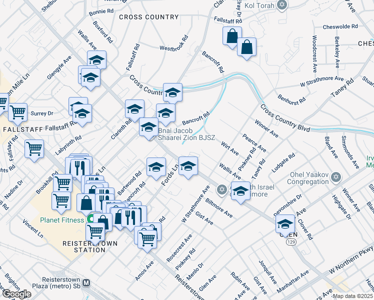 map of restaurants, bars, coffee shops, grocery stores, and more near 6317 Park Heights Avenue in Baltimore