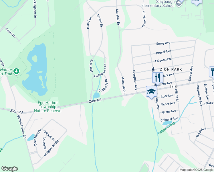 map of restaurants, bars, coffee shops, grocery stores, and more near 5 Dockside Drive in Egg Harbor Township