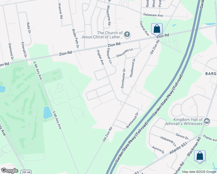 map of restaurants, bars, coffee shops, grocery stores, and more near 23 Poplar Avenue in Egg Harbor Township