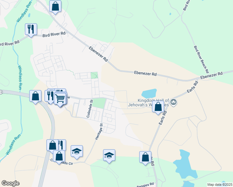 map of restaurants, bars, coffee shops, grocery stores, and more near in Middle River