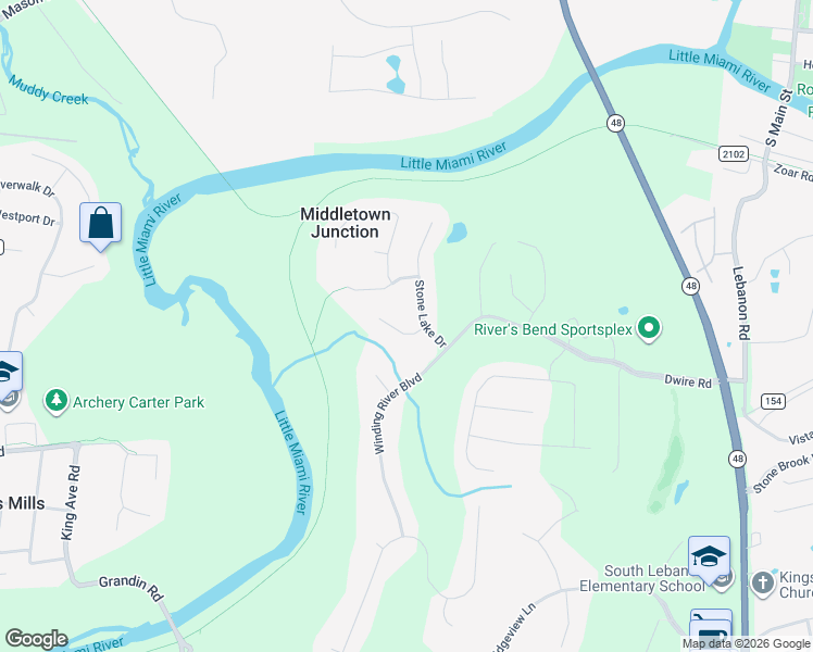map of restaurants, bars, coffee shops, grocery stores, and more near 896 Sanctuary Lane in Maineville