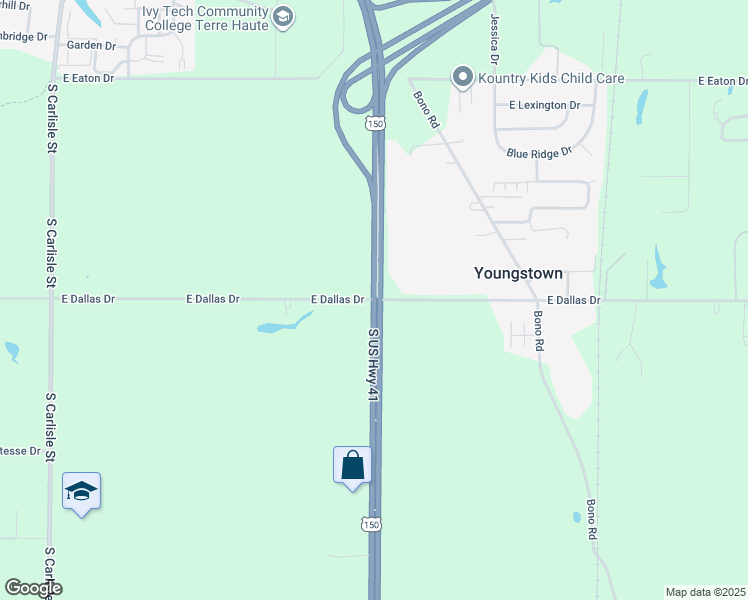 map of restaurants, bars, coffee shops, grocery stores, and more near South US Highway 41 in Terre Haute