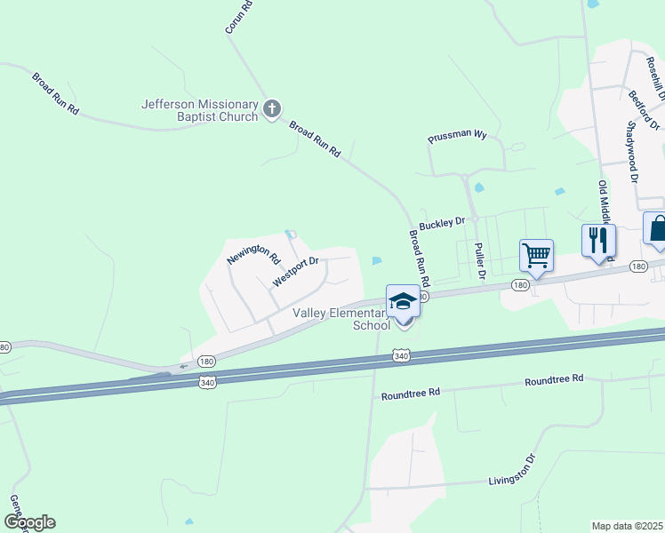 map of restaurants, bars, coffee shops, grocery stores, and more near 3343 Brockton Drive in Jefferson