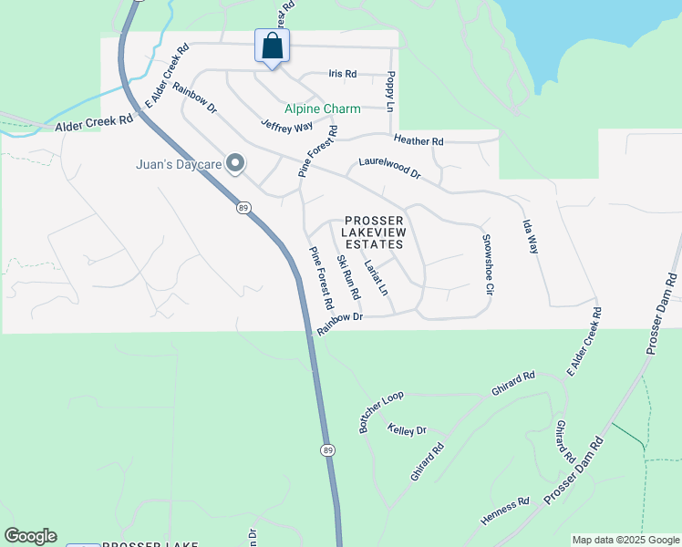 map of restaurants, bars, coffee shops, grocery stores, and more near 11976 Ski Run Road in Truckee