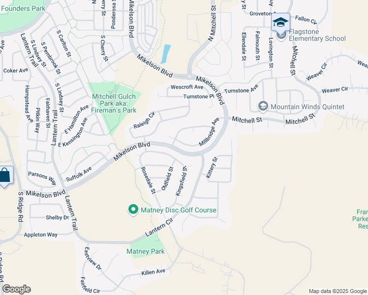 map of restaurants, bars, coffee shops, grocery stores, and more near 6148 Millbridge Avenue in Castle Rock