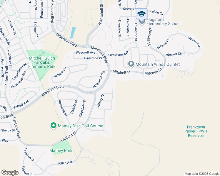 map of restaurants, bars, coffee shops, grocery stores, and more near 973 Crenshaw Street in Castle Rock