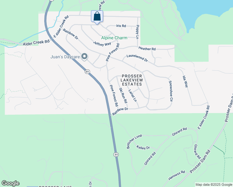 map of restaurants, bars, coffee shops, grocery stores, and more near 11976 Ski Run Road in Truckee
