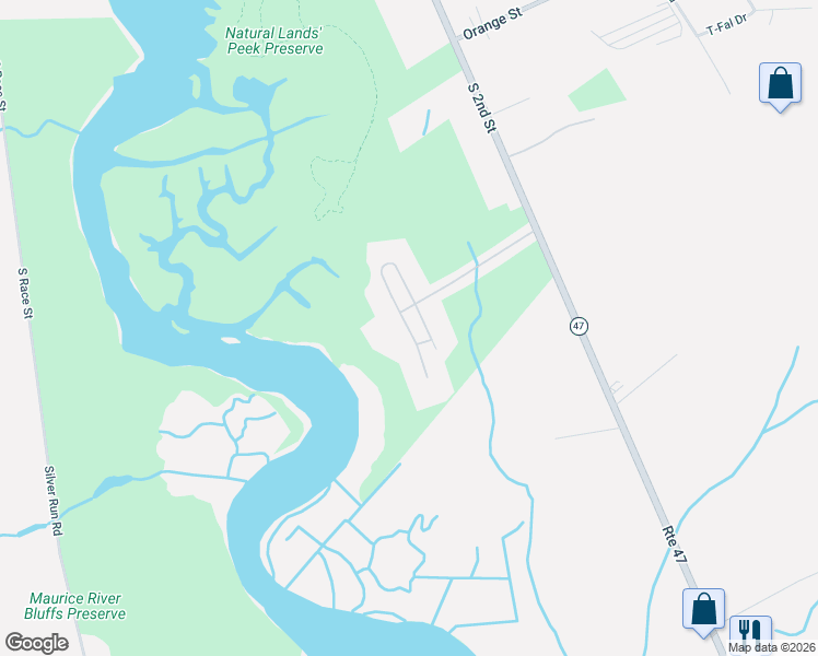 map of restaurants, bars, coffee shops, grocery stores, and more near 2300 South 2nd Street in Millville