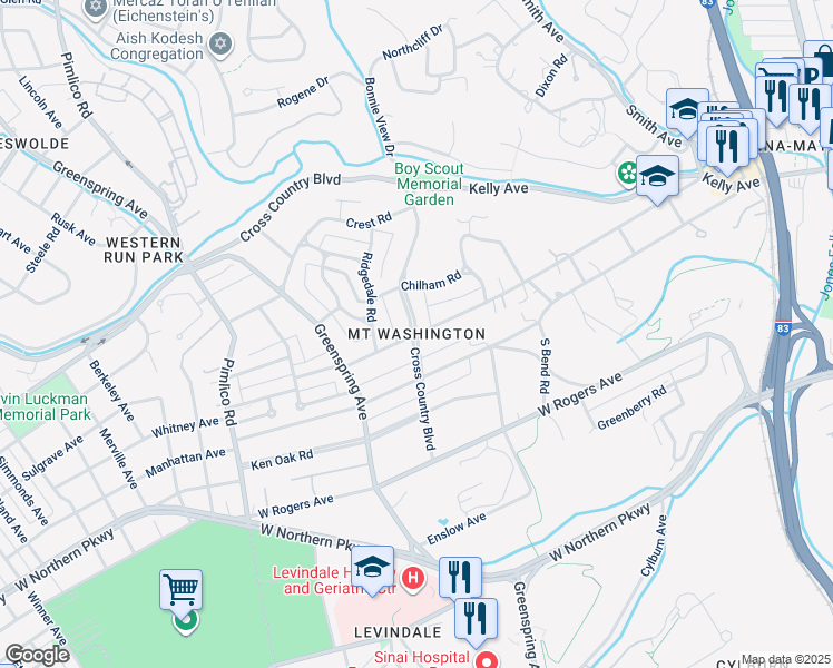 map of restaurants, bars, coffee shops, grocery stores, and more near in Baltimore