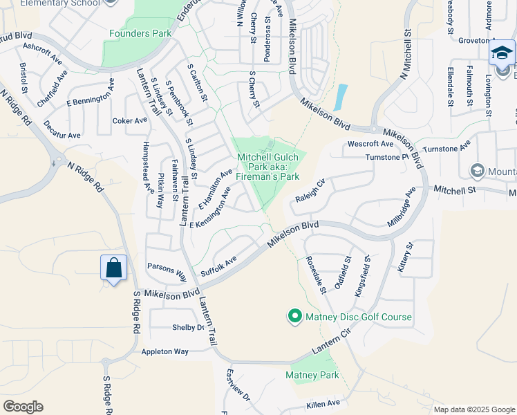 map of restaurants, bars, coffee shops, grocery stores, and more near 860 South Carlton Street in Castle Rock