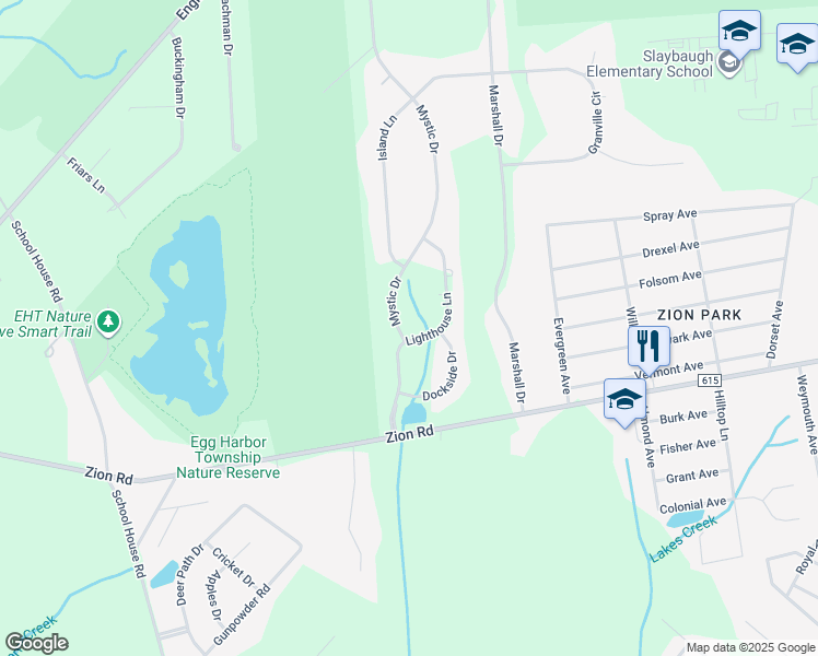 map of restaurants, bars, coffee shops, grocery stores, and more near 200 Mystic Drive in Egg Harbor Township