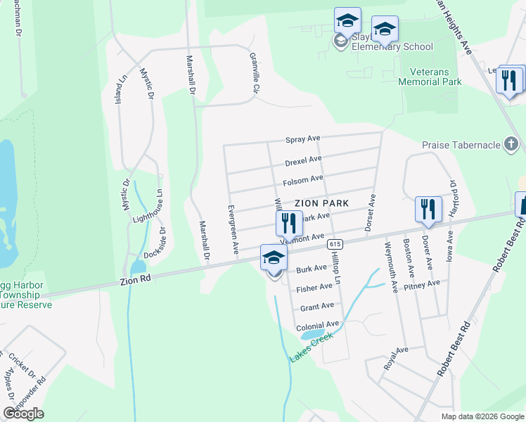 map of restaurants, bars, coffee shops, grocery stores, and more near 104 Ohio Avenue in Egg Harbor Township