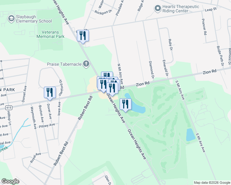 map of restaurants, bars, coffee shops, grocery stores, and more near 502 Zion Road in Egg Harbor Township