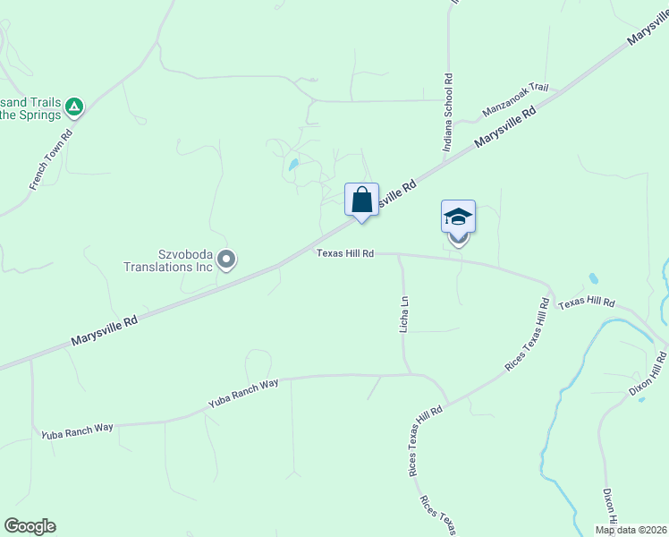 map of restaurants, bars, coffee shops, grocery stores, and more near 9718 Texas Hill Road in Oregon House