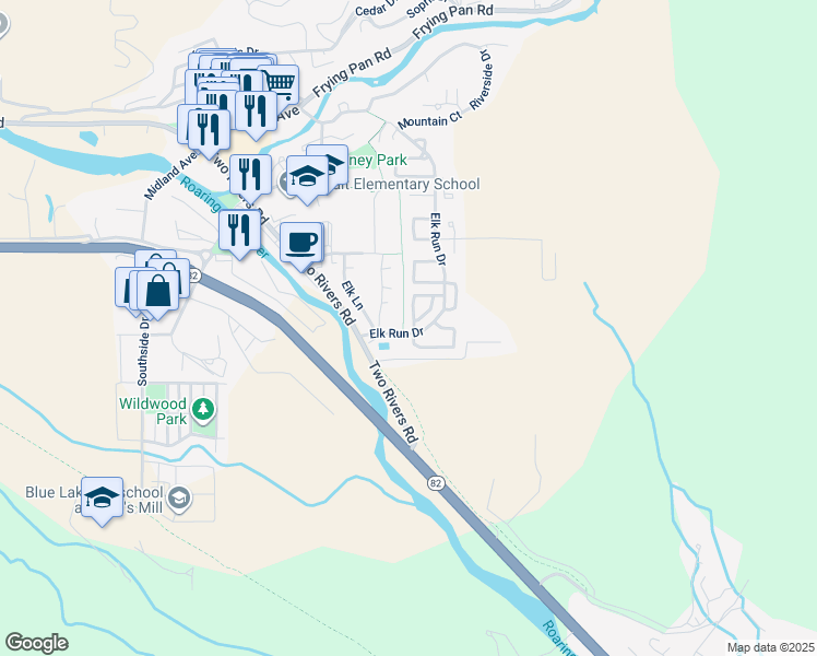 map of restaurants, bars, coffee shops, grocery stores, and more near 2001 Arbor Park Drive in Basalt