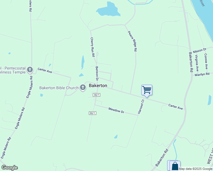 map of restaurants, bars, coffee shops, grocery stores, and more near 883 Carter Avenue in Harpers Ferry