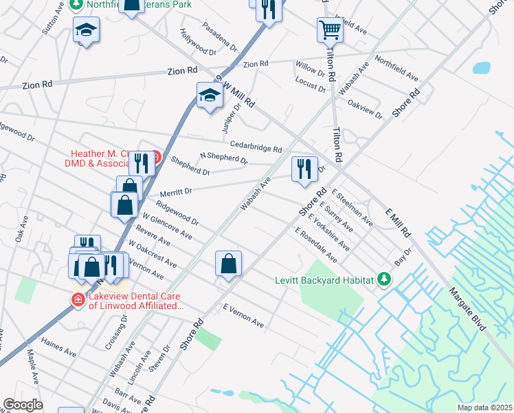 map of restaurants, bars, coffee shops, grocery stores, and more near 109 West Rosedale Avenue in Northfield