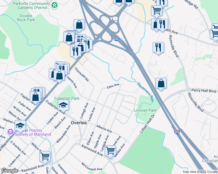 map of restaurants, bars, coffee shops, grocery stores, and more near 4304 Edro Avenue in Nottingham