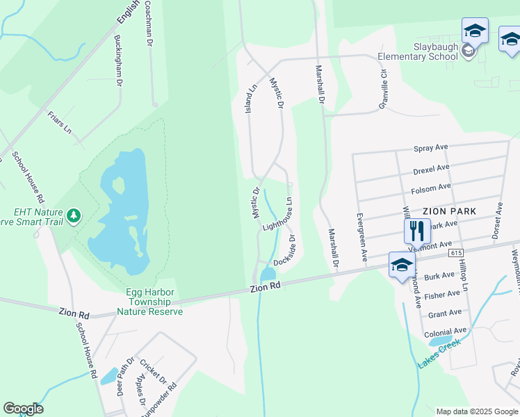 map of restaurants, bars, coffee shops, grocery stores, and more near 200 Mystic Drive in Egg Harbor Township