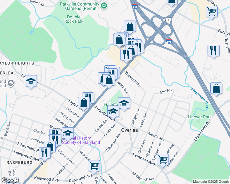 map of restaurants, bars, coffee shops, grocery stores, and more near 7532 Marks Avenue in Nottingham