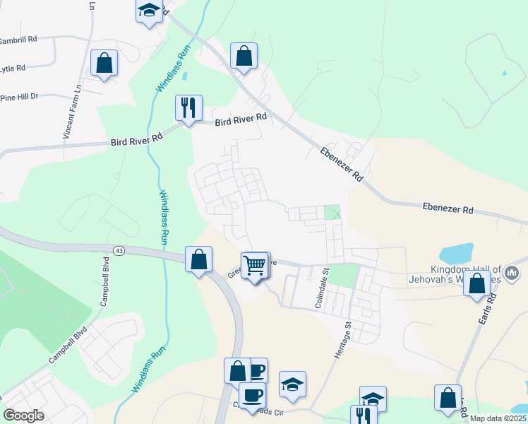 map of restaurants, bars, coffee shops, grocery stores, and more near 435 Williams Court in Middle River