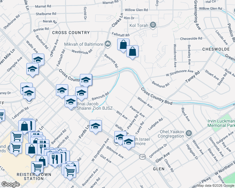map of restaurants, bars, coffee shops, grocery stores, and more near 6321 Pearce Avenue in Baltimore