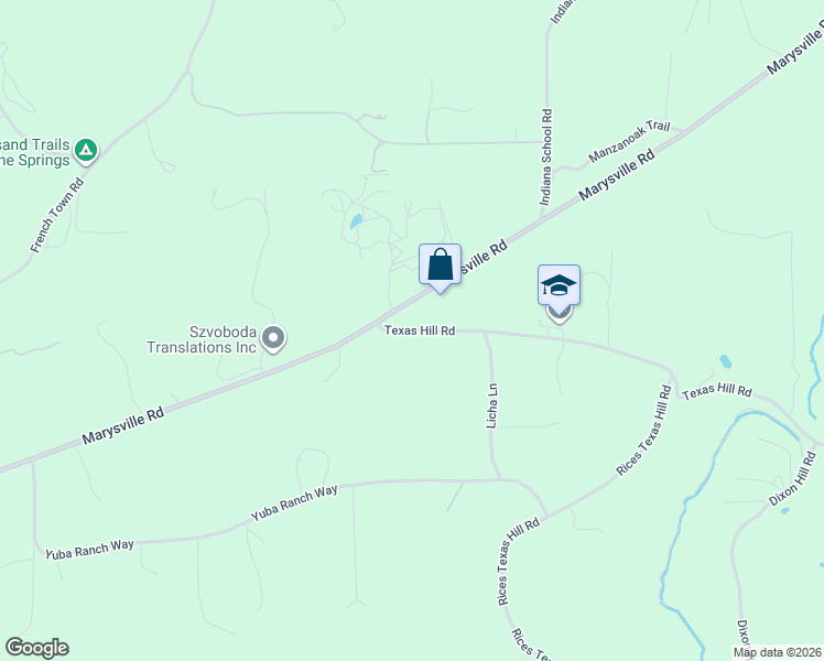 map of restaurants, bars, coffee shops, grocery stores, and more near 9718 Texas Hill Rd in Oregon House