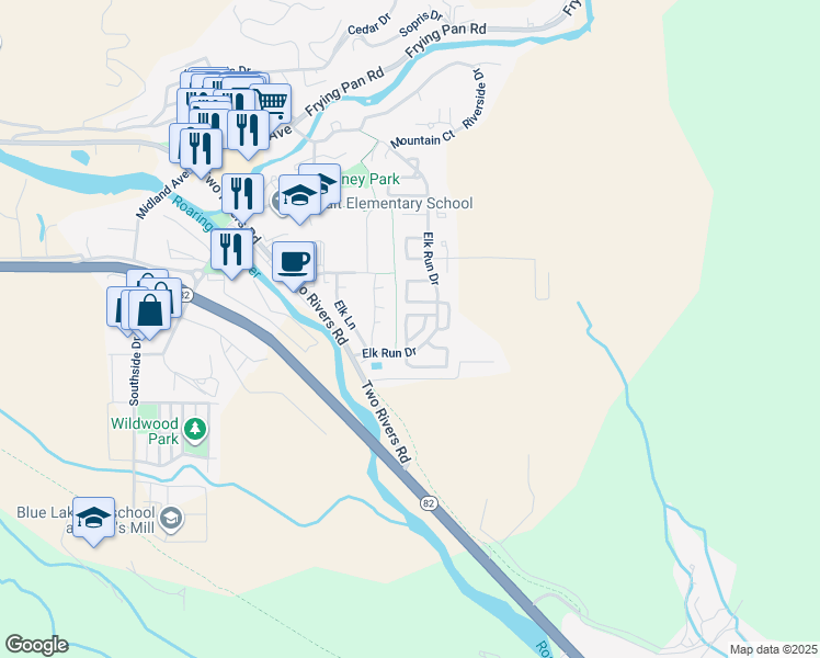 map of restaurants, bars, coffee shops, grocery stores, and more near 2001 Arbor Park Drive in Basalt